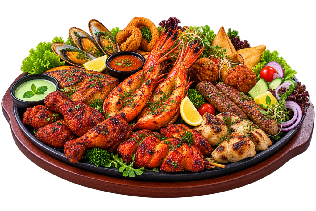 Special Mix Non-Veg-Plater for 2 (2 Drumsticks, 2 Jinga, 2 Chicken Pakora)